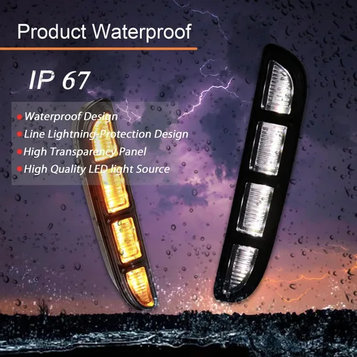 Vista 6 de Switchback - Lámpara LED antiniebla delantera DRL blanca/ámbar/azul, luz de circulación diurna con función de señal de giro intermitente secuencial