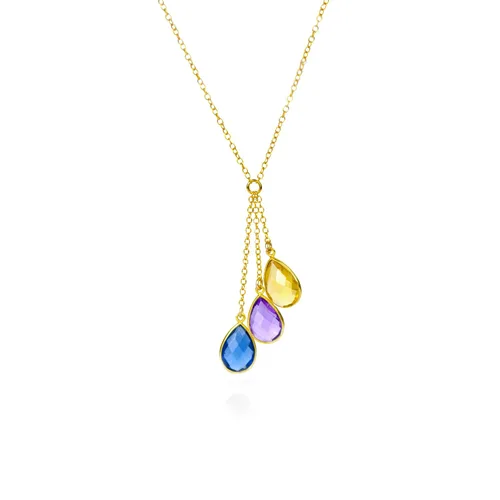 Vista 6 de Custom Mother's Day Gift for Mom Necklace, Any Number of Birthstones Lariat Style Birthstone Necklace, Family Necklace, Dual Birthstone Necklace