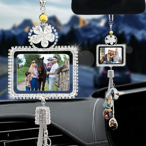 Vista 17 de AIFLM Adornos Personalizados de Foto de Cristal para Colgar en Coche Adornos Personalizados Estéticos para Espejo Adornos Personalizados