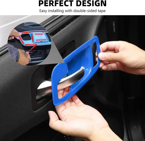 Vista 5 de RAZPOY Tapa de Cubierta de Boquilla de Manija Interior de Puerta Compatible con Dodge Charger 2011-2023 y Chrysler 300 (Azul)