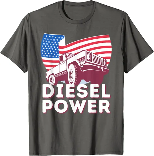 Vista 50 de Diesel Power American Flag - Camiseta de camioneta de mecánico diésel, Negro, S
