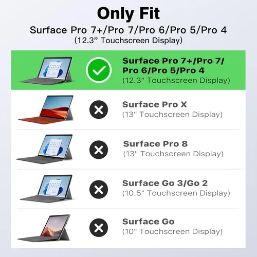 Vista 2 de MoKo Funda para Microsoft Surface Pro 7 Plus/Pro7/Pro 6/Pro 5/Pro 4/LTE - Funda resistente todo en uno con soporte para bolígrafo, funda protectora