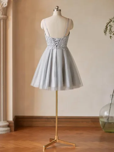 Vista 4 de Rjer - Vestidos de fiesta de graduación, vestidos cortos de tul para adolescentes, vestidos de fiesta de cóctel brillantes