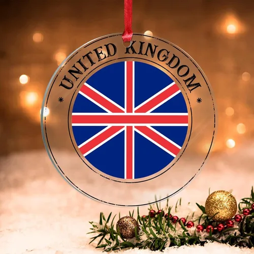 Vista 31 de Bandera de Andorra, adorno colgante de Navidad, bandera nacional, decoraciones de Navidad, adornos acrílicos, colgante para árbol de Navidad