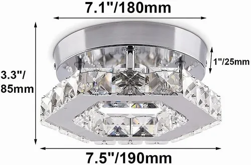 Vista 8 de Mini lámpara de techo LED de cristal, lámpara colgante moderna, semiempotrada, iluminación de techo de cristal para pasillo, escalera, cocina