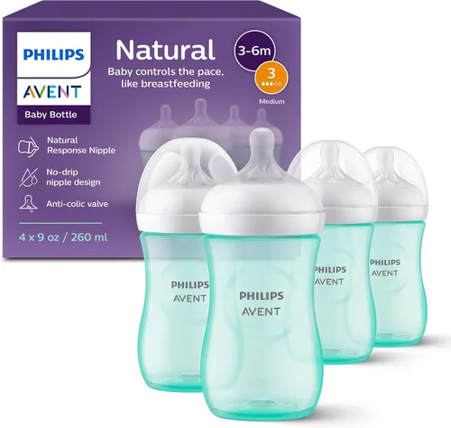 Vista 23 de Philips Avent - Biberón natural con boquilla de respuesta natural, azul, 4 onzas, paquete de 4, SCY900/24