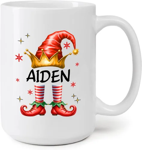 Vista 10 de Taza de café de Navidad personalizada con bastón de caramelo, divertida taza de cerámica de bastón de caramelo, regalos para familiares, amigos
