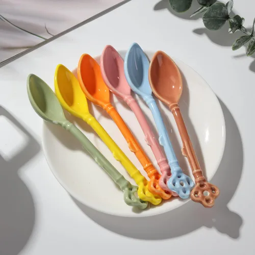 Vista 6 de Juego de 6 cucharas demitasse de cerámica para café, postre, té, helado