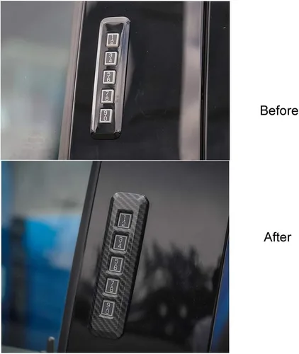 Vista 6 de Keptrim para F150 ABS Pilar de fibra de carbono cerradura de puerta Contraseña Trim para Ford F150 2014-2020, 1 unidad