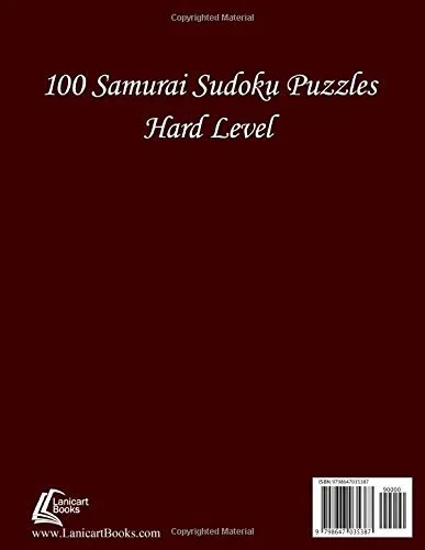 Vista 2 de Samurai Sudoku Puzzles - Large Print for Adults - Hard Level N19 100 Hard Samurai Sudoku Puzzles - Big Size (8,5 x 11) and Large Print