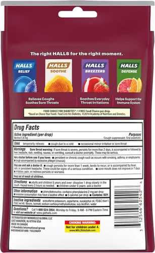 Vista 13 de Halls, Gotas para la tos sin azúcar, cereza negra, 25
