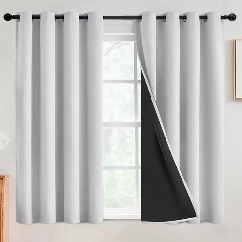 Vista 60 de SimpleHome - Cortinas opacas 100% para recámara, cortinas de ventana con ojales beige, con aislamiento térmico, cortinas de oscurecimiento