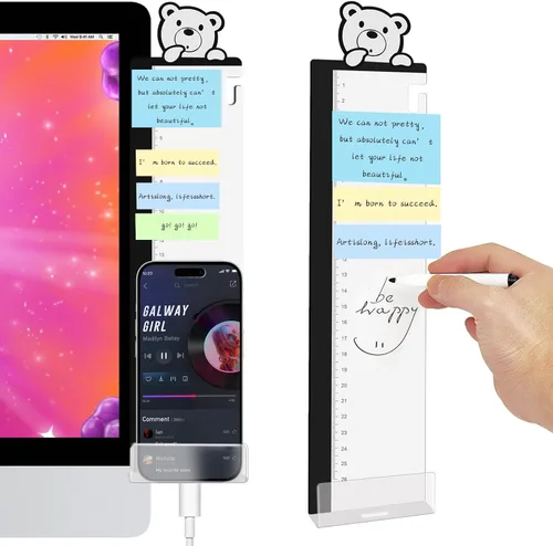 Vista 11 de Accesorios de escritorio de oficina, 2 unidades, multifunción, tablero de notas para monitor de computadora, suministros de oficina para mujeres