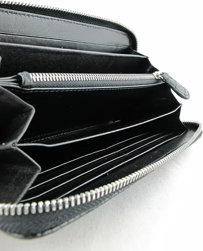 Vista 4 de PELGIO Cartera larga con cremallera de piel de cocodrilo auténtica, Negro -, Cartera con cremallera