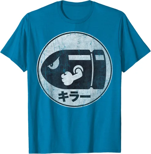 Vista 5 de Super Mario Camiseta con logotipo de Bullet Bill Distressed en Kanji