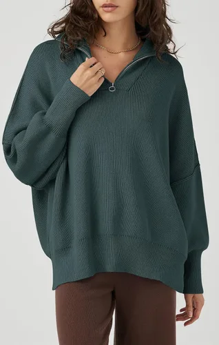 Vista 3 de PRETTYGARDEN Womens Fall Pullover Oversized Long Sleeve Zip Up Lapel V Neck Knitted Tops