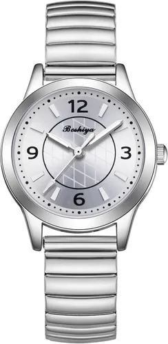 Vista 13 de BOSHIYA Relojes para mujer Easy Reader de 1.181 in de acero inoxidable con banda de expansión plateada dorada para mujer, reloj de pulsera pequeño