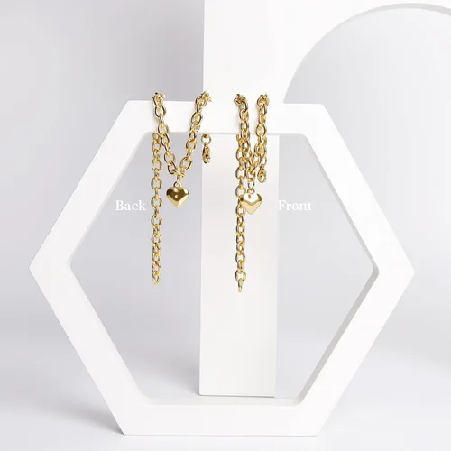 Vista 5 de HOWWFALY Collar para Perro y Cadena Collar para Gato de Acero Inoxidable Ajustable Collar en Forma de Corazón de Oro 18K para Mascotas Pequeñas