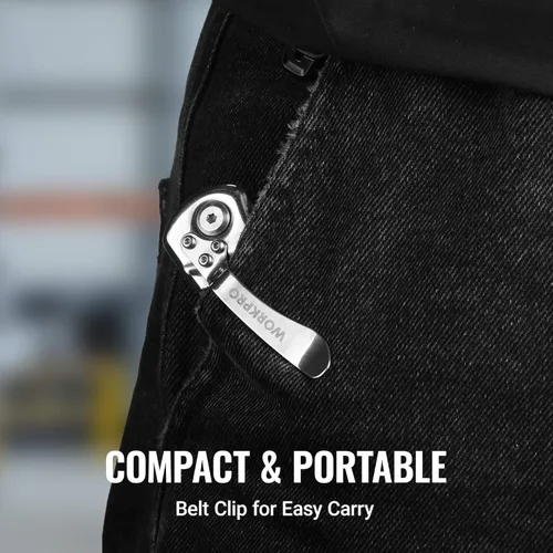 Vista 7 de WORKPRO Cuchillo utilitario plegable con clip para cinturón y cuchillas adicionales de 10 piezas, mango de madera, cortador resistente, cambio