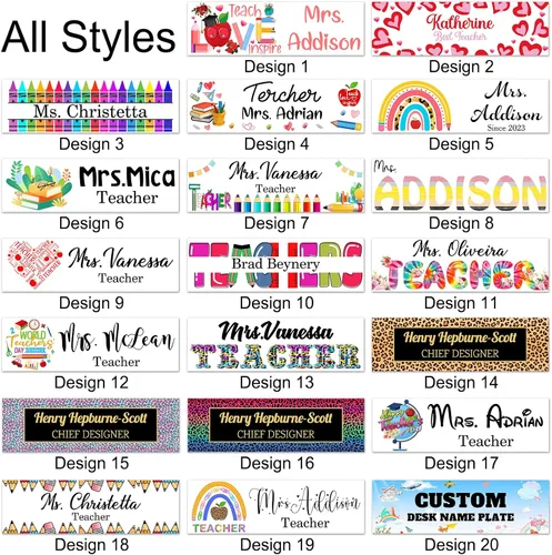 Vista 4 de Regalos para Maestros Placa de Nombre de Escritorio Personalizada para Aula Placa de Nombre Personalizada Letrero para Escritorios Placa