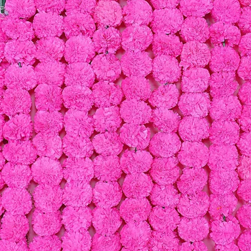 Vista 7 de Guirnalda de caléndula para decoración de flores artificiales de caléndula de 5 pies de largo, decoración india para Pooja, boda, Navidad, eventos