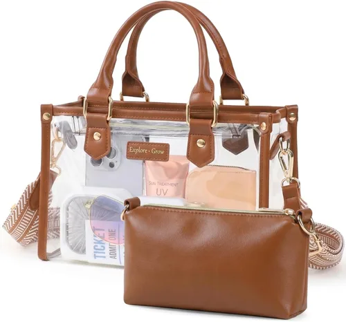 Vista 11 de PACKISM Bolso pequeño transparente para mujer, aprobado para estadios Negro
