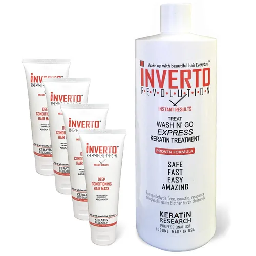 Vista 8 de Tratamiento para cabello con keratina, sin formaldehído, con Inverto, incluye máscara, 4 oz fl