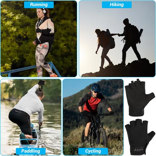 Vista 7 de Ptwola Guantes sin dedos, guantes de pesca, guantes de remo, guantes de remo, guantes de kayak, guantes de agua, guantes deportivos, guantes