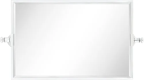 Vista 5 de TEHOME Espejo de tocador de baño rectangular biselado cromado, espejo giratorio de esquina cuadrada inclinable, tocador de esquina, 14 x 22 pulgadas