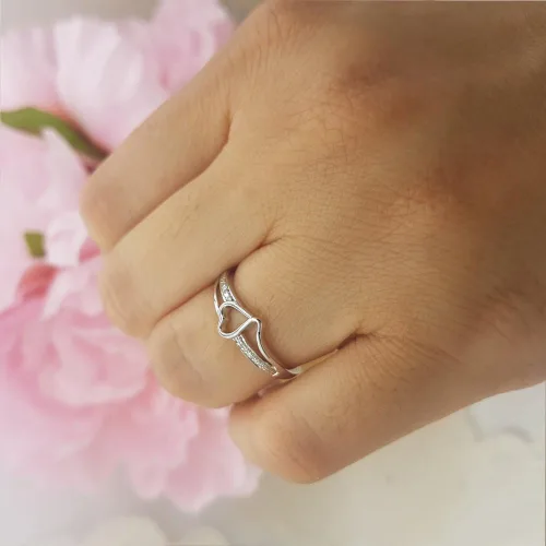 Vista 4 de Dazzlingrock Collection - Anillo de compromiso de oro blanco redondo de 0,08 quilates (ctw) de 10 quilates con diamantes blancos
