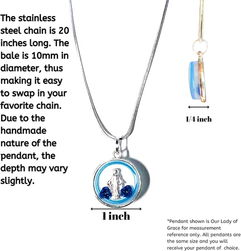 Vista 5 de Miraculous Medal Pendant Necklace Mother Mary Catholic Christmas Lourdes Our Lady of Grace