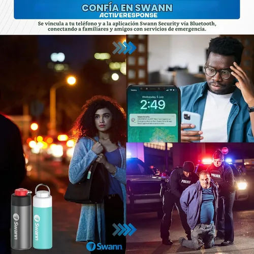 Vista 4 de Swann ActiveResponse - Alarma de seguridad personal móvil, sirena de emergencia de 110 dB con alertas SMS y conectividad móvil, batería de larga