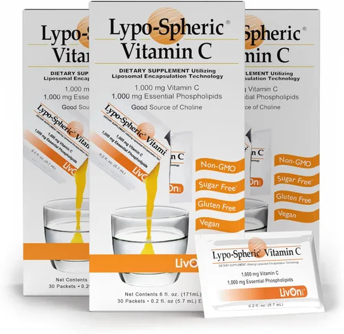 Vista 6 de LivOn Laboratories Lypo–Spheric Liposomal Vitamina C 1000mg 30 paquetes – Sin azúcar, apoyo inmunológico, a base de plantas – Fácil de tragar