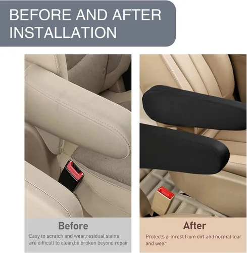Vista 6 de Pack-2 Funda para reposabrazos de asiento delantero de automóvil, cómoda funda protectora para reposabrazos, funda elástica para reposabrazos