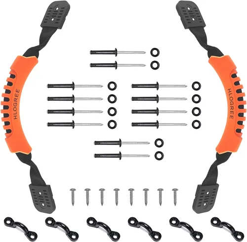 Vista 10 de HLOGREE Paquete de 2/4 asas para kayak, mango de transporte de kayak con remaches, asas de repuesto para kayak, asas de kayak para Gris - 2 asas
