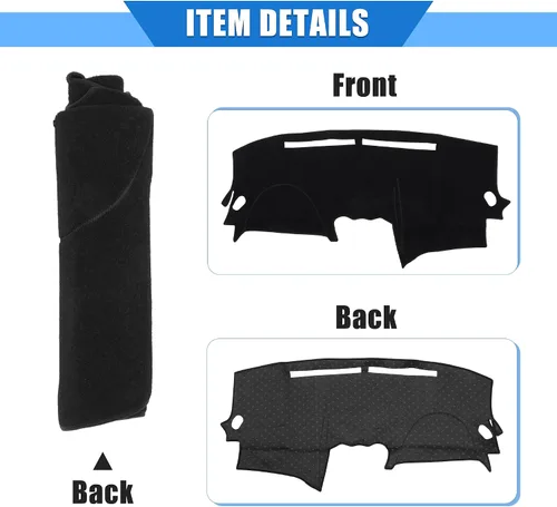 Vista 5 de Funda protectora de poliéster para salpicadero de automóvil compatible con Nissan Altima 2007-2012, protector de poliéster negro para consola