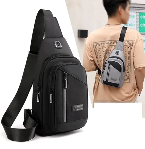 Vista 3 de ZLXDP - Bolsa de pecho multifuncional para hombre, bolsa de hombro cruzada para hombre, bolsa de pecho para escuela, verano, bolsa de mensajeros
