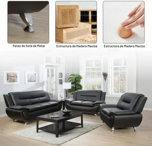 Vista 7 de Moderno juego de muebles de sala de estar, juego de sofá de cuero para sala de estar, sofá de cuero para la oficina