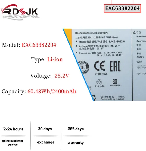 Vista 2 de EAC63382204 EAC63382202 Batería para LG A9 MAX A9M A9MULTI A958 A958SA A958SK Cable Zero A9, A9 Plus A902RM A905M A907GMS A905RM A908MVR A927KR GMS