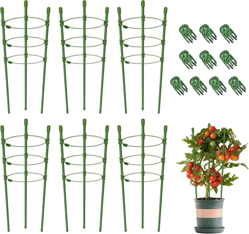 Vista 17 de Legigo Paquete de 3 jaulas de soporte para plantas, jaulas de tomate para jardín, estacas ajustables de 18 pulgadas para plantas enrejadas, anillos