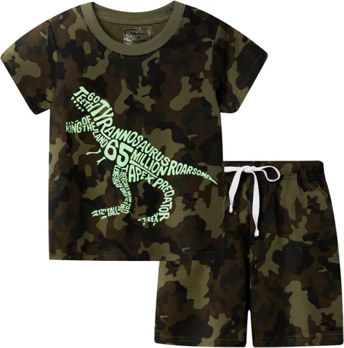 Vista 23 de Conjunto corto de ropa de verano para niños pequeños, de algodón Bs20-tz51