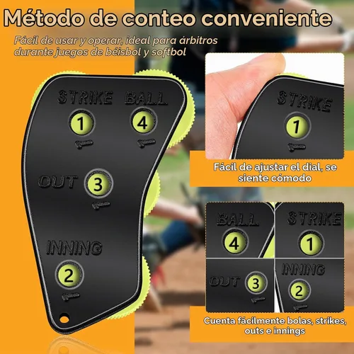 Vista 4 de Lenwen Engranaje indicador de clicker de árbitro de béisbol de 4 ruedas práctico para contador de béisbol para salidas de grabación y entradas