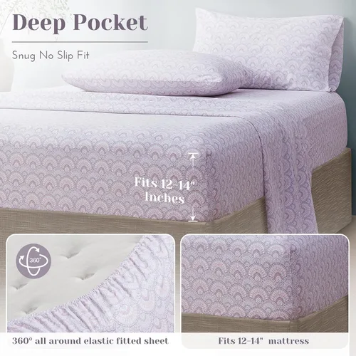 Vista 72 de Comfort Spaces Sábanas de percal 100% algodón, tamaño individual XL, 3 Adelia Gris