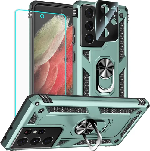 Vista 22 de Yiakeng Funda para Samsung Galaxy S8, Samsung S8, funda protectora de grado militar con anillo para Samsung Galaxy S8 (verde militar)