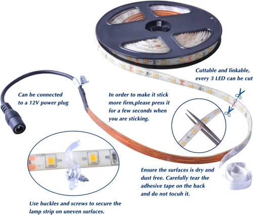 Vista 4 de Unidades de tiras de luz LED a prueba de agua, SMD 2835 LEDs 12V, Tiras de luz de cinta LED de 12V