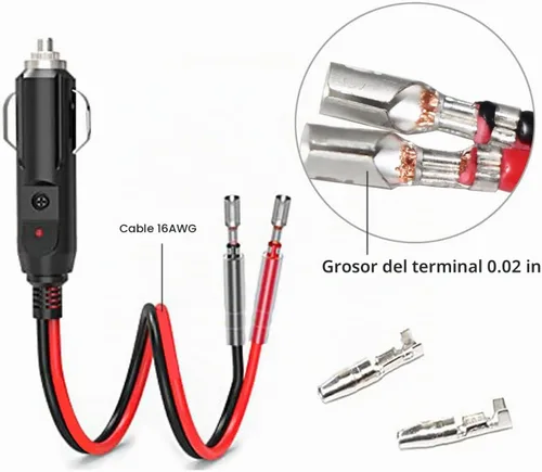 Vista 3 de Enchufe de encendedor de cigarrillos de 12 V, enchufe de 12 voltios, enchufe de encendedor de cigarrillos masculino, reemplazo fusionado con cables