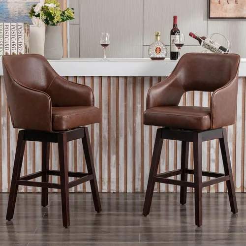 Vista 8 de Kmax Single Swivel Counter Height Bar Stool, Linen Beige