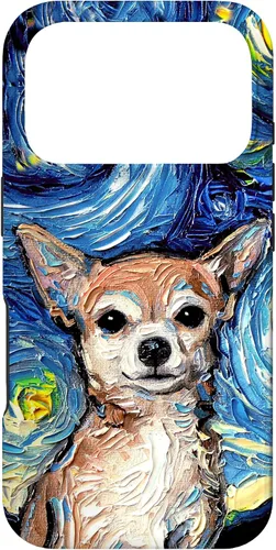 Vista 30 de Aja - Funda para iPhone 17, diseño de perro de noche estrellada, color marrón