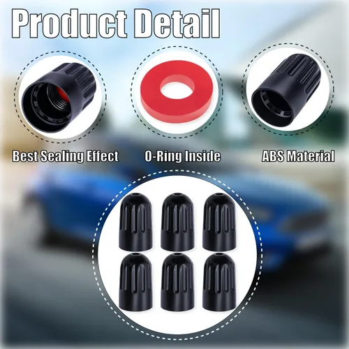 Vista 4 de 10 piezas de tapas de válvula de neumático TPMS con vástago largo, tapas de válvula de rueda de plástico negro para TPMS TR20008, tapas de vástago