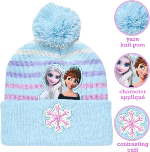 Vista 2 de Disney - Gorro de invierno para niñas y 2 pares de guantes o manoplas (edad 2-7)